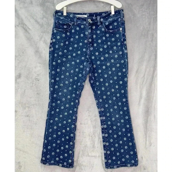 Pilcro Anthropologie Women’s Size 30 Floral Embroidered Cropped Bootcut Jeans - Picture 1 of 13
